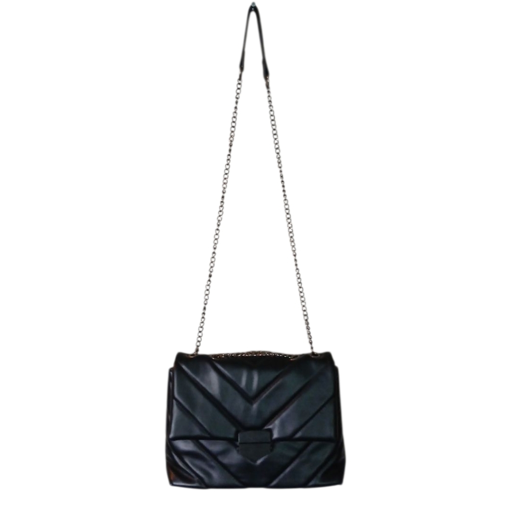 NWOT Black Faux Leather Quilted Shoulder Crossbody Bag